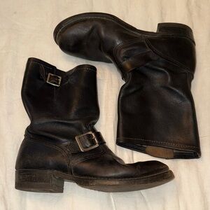 Vintage Men’s 1960s Black Leather Harness Engineer Biker Boots